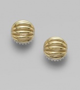 From the Interlude Collection. Beautifully, ridged 18k gold ball studs accented with sterling silver beading. 18k goldSterling silver Size, about .15Post backImported 