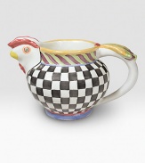 Pure American charm, handcrafted and individually painted by master ceramics artisans in an array of checks, stripes and carnival colors. For an especially one-of-a kind touch, each piece bears the hand-placed stamps of the artisans who created it. Dishwasher- and microwave-safe 24-ounce capacity 9W X 6H Made in USA