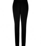 Stylish black classic straight leg pants from Ralph Lauren - Modern sophistication comes easily in these must-have pants - Feminine, slim silhouette, on-trend pleats at waist, narrow leg - Wear with a tailored white shirt, tweed jacket, and stiletto pumps