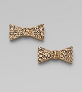 A charming design with brilliantly bold rhinestones. 10k goldplated brassGlass stonesSize, about ½Post backImported