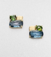 From the Murano Collection. A stunning clustered design featuring multicolored, faceted stones set in hand-crafted 18k gold. Green tourmaline and blue topaz18k goldSize, about .75Post backMade in Italy