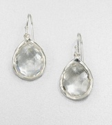 Pretty teardrops of faceted clear quartz hang gracefully within settings of polished sterling silver. Clear quartz Sterling silver Drop, about 1¼ Width, about ¾ Ear wire Imported