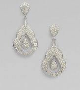 Double the elegance with this double drop design accented with brilliant pavé crystals. CrystalsRhodium-plated brassDrop, about 1¼Post backImported 