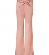 Channel refined 1970s style in these luxe wide leg pants from Schumacher - High waist, belt loops, ribbon tie belt, off-seam pockets, back welt pockets with stitching detail, wide legs - Pair with a semi-sheer blouse, platform heels, and a boyfriend blazer