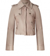 With a cropped trench style, this leather jacket from &G Dolce & Gabbana boasts must-emulate new-season style - Spread collar, epaulets, long sleeves, concealed front placket, flap chest detail, flap pockets, button-detailed back yoke, cropped - Style with high waisted skinnies, a printed blouse, and platform booties