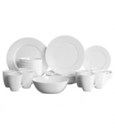 Texture replaces tone in the do-it-all Stanton dinnerware set from Mikasa. A timeless white glaze brightens fuss-free place settings and serving pieces that are as appropriate for entertaining as they are for every day.