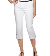 Style&co.'s cute capris come with a removable skinny belt and feature charming button accents at the cuffs.