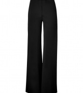 Perfect for an elegant evening look, these Donna Karan wide leg pants exude stylish sophistication - Slim waistband with flowing wide leg - Style with a cowl neck top, a bold shouldered blazer, and platform heels