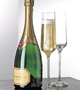 Brilliant European crystal is fused with super-strong magnesium to form a break-resistant, lightweight, graceful champagne flute. Science meets sophistication, and the result is shatterproof. Shaped to enhance aeration with a slightly wider flute and tall stem. Includes a 10-year manufacturer's limited warranty Lead-free crystal Each, 10¼H Each, 6½ oz. Dishwasher safe Imported