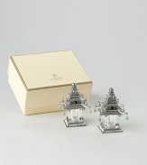 Intriguing, crystal salt-and-pepper shakers are detailed with Swarovski crystals and freshwater pearls. Platinum-plated Gift boxed Imported