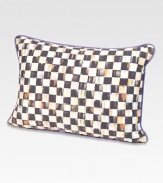 The signature Courtly design is revisited on this fine linen/cotton pillow, designed with checks on one side and coordinating stripes on the other. From the Courtly CollectionZip closureFeather/down insert14 X 2053% linen/35% cotton/12% nylonDry cleanImported