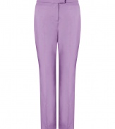 With a streamlined look and uplifting shade of wisteria, Moschino C&Cs tailored trousers are as flattering as they are chic - Side slit pockets, zip fly, tabbed closure - Tailored fit, straight leg - Wear with printed tops sleek leather accessories