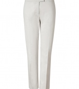 With a streamlined look and pristine shade of stone, Moschino C&Cs tailored trousers are as flattering as they are chic - Side slit pockets, zip fly, tabbed closure - Tailored fit, straight leg - Wear with printed tops sleek leather accessories