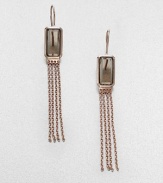 An elegant design featuring faceted, smokey quartz stones and a chain link tassel in sterling silver and 18k gold, finished in the warm glow of 18k rose goldplating. Smokey quartzSterling silver and 18k gold with 18k rose goldplatingDrop, about 2.5Hook backImported 