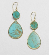 From the Polished Rock Candy® Collection. Bold turquoise set in radiant 18k gold in a chic dual drop shape. 18k goldTurquoiseDrop, about 2.2Hook backImported 