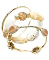 Shift into neutral. Alfani's trendy bangle bracelet set blends effortlessly with any look with a beige color palette of acrylic, quartz and dyed howlite beads. Three bangle set crafted in gold-plated mixed metal. Approximate diameter: 2-1/2 inches.