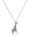 Infuse your look with a little wild. Fossil's safari-inspired pendant features an adorable giraffe accented by sparkling crystals. Set in silver tone mixed metal on a trendy long chain. Approximate length: 30 inches + 2-inch extender. Approximate drop: 1-3/4 inches.