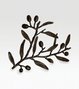 Symbolizing peace and harmony, the olive branch and its graceful leaves intertwine to form a striking trivet. From the Olive Branch CollectionOxidized bronze1H X 9¼W X 10LHand washImported