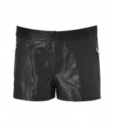 Stash away your skirt and go for shorts this season, starting with Theyskens Theorys luxe leather pair - Micro quilted waistband, quilted side panel inserts, zippered side slit pockets, hidden hook closure, paneled seaming - Fitted - Wear with an oversized knit, opaque tights and edgy ankle boots