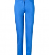 Liven up your new season wardrobe with Etros bright blue ankle trousers - Flat front, side and back slit pockets, zip fly, button closure, slit ankles - Fitted - Wear with nude-hued tops and fun flats