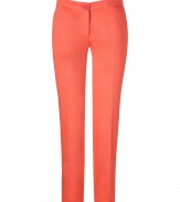 Liven up your new season wardrobe with Etros bright mandarin ankle trousers - Flat front, side and back slit pockets, zip fly, button closure, slit ankles - Fitted - Wear with printed tops and fun heels