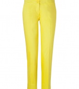 Liven up your new season wardrobe with Etros bright yellow ankle trousers - Flat front, side and back slit pockets, zip fly, button closure, slit ankles - Fitted - Wear with bright tops and fun flats