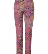 Liven up your new season wardrobe with Etros paisley print ankle trousers - Flat front, side and back slit pockets, zip fly, button closure, slit ankles - Fitted - Wear with nude-hued tops and sleek sandals