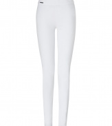 Perfect for adding a pristine polish to your outfit, Ralph Laurens stretch pants are both flattering and easy-to-pair - Engraved metal logo plaque at hip, back seams, pulls on - Form-fitting - Wear with comfy knit tops and flats, or feminine silk blouses and heels