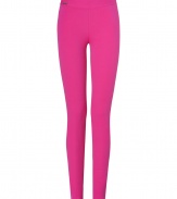 Perfect for adding a burst of color to your outfit, Ralph Laurens bright stretch pants are both flattering and easy-to-pair - Engraved metal logo plaque at hip, back seams, pulls on - Form-fitting - Wear with comfy knit tops and flats, or feminine silk blouses and heels