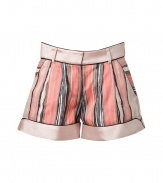 Get the look of the moment in NY designer Jonathan Simkhais candy-colored striped shorts, a chic and flirty choice for starting off the new season in style - Powder and black trim, side slit pockets, hidden hook closure, zip fly, belt loops, stitched cuffs - Loosely fitted - Wear with a feminine silk shirt and flats