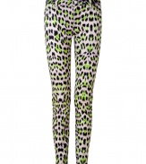 Work a wild edge into your everyday attire with Just Cavallis eye-catching leopard print skinnies - Four-pocket style, zip fly, button closure, belt loops - Slim, straight leg - Wear with a silk button-down and favorite ballerinas