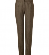 Flawlessly tailored with a softly tapered leg, Salvatore Ferragamos pistachio wool trousers are a luxe staple perfect for elegant daytime looks - Side slit pockets, back slit pocket, zip fly, hidden hook and button closure, pleated front, hidden side ankle zippers - Tailored fit, softly tapered leg - Team with cashmere pullovers and shimmering fine jewelry favorites