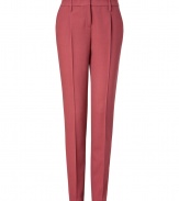 Tailored to perfection with a trendy tapered leg, these ultra-chic pants from Schumacher will update your workweek favorites - Side and back slit pockets, zip fly, hidden hook closure, belt loops, pleated front - Tailored tapered fit - Wear with a tucked in silk tee and classic pumps