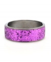 The perfect pop of color! A pretty purple-hued glitter finish stands out on Haskell's skinny bangle bracelet. Set in hematite tone mixed metal with a hinge closure, it's sure to enliven your evening style. Approximate length: 8 inches.