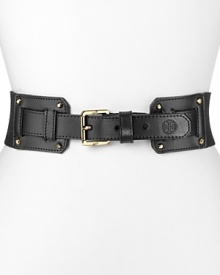 In rich leather and detailed with an edgy look, this stretch belt from Tory Burch is an effortless way to amp up jeans or turn a simple sheath into something shapely.