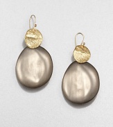 From the Lucite Collection. Textured golden wafers hold hand-painted, hand-sculpted Lucite wafers in this simple yet striking drop design.LuciteGoldtoneLength, about 2.25Ear wireMade in USA