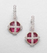 From the Laguna Collection. Faceted fuchsia quartz set in 18k gold with sparkling white sapphire accents atop a cross design. Fuchsia quartzSterling silverWhite sapphire18k goldSize, about .5Fixed baleImported 