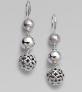 From the Elements Collection. A triple drop of sterling silver with hammered bead at the top.Sterling silver Length, about 1½ Width, about ½ Ear wire Imported 