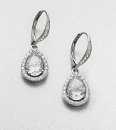 EXCLUSIVELY AT SAKS. An elegant and dazzling piece featuring a framed teardrop design. Cubic zirconiaCrystalsSterling silverDrop, about .5Lever backImported 