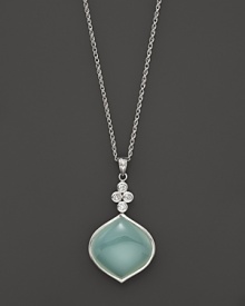 Faceted white sapphire and chalcedony pendant set in sterling silver. By Elizabeth Showers.