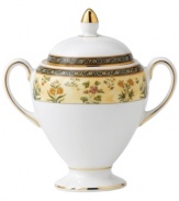 In 18th century England, Josiah Wedgwood, creator of the world famous Wedgwood ceramic ware, established a tradition of outstanding craftsmanship and artistry which continues today. The exotic India dinnerware pattern presents a pattern of exquisitely detailed, diminutive florals on a yellow and deep blue band against pure white bone china.