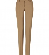 Inject modern elegance to your workweek look with these classic straight leg trousers from Philosophy di Alberta Ferretti - Button tab front, belt loops, off-seam pockets, straight leg with crease - Wear with a printed silk blouse, a fitted blazer, and wedge heels