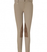 Bring some equestrian-inspired style to your look with these luxe figure-hugging riding pants from Polo Ralph Lauren - Flat front, belt loops, off-seam pockets, straight leg, patch details at inner knee and thigh, cropped silhouette - Pair with an oversized tee, a blazer, and heels