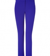 A chic pair of ankle-cropped trousers is a wardrobe essential, and Josephs vibrant cobalt blue stretch style has enduring appeal - Medium rise, in a straight leg, 7/8 cut - Belt loops and zip fly - Slash pockets at sides, single decorative flap pocket at rear - Easy and elegant, perfect for pairing with a button down, a cashmere pullover or a silk blouse and ballet flats or pumps