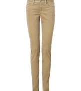 Embrace the seasons go-to fabric with these ultra-chic, light brown velvet pants from Closed - Classic five-pocket style in a low rise, curve-hugging cut - Belt loops and button closure - A dynamite, polished alternative to jeans ideal for work or weekend - Pair with button downs and ankle booties pullovers and ballet flats or dressier tops and platform pumps