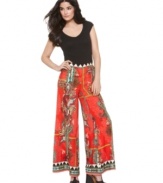 An eastern-inspired print and elegant proportions: these ECI palazzo pants make a true fashion statement!