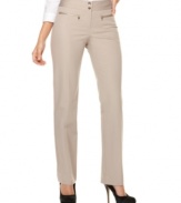 Exposed zippers add a modern edge to these Alfani straight-leg pants -- perfect for adding style to your workwear wardrobe!