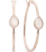 Classic earrings get a sparkly update. Victoria Townsend's stunning hoop earrings feature pear-cut rose quartz (5 ct. t.w.) in 18k gold over sterling silver. Approximate diameter: 1-1/2 inches.