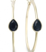 Classic earrings get a sparkly update. Victoria Townsend's stunning hoop earrings feature pear-cut onyx (1-3/4 ct. t.w.) in 18k gold over sterling silver. Approximate diameter: 1-3/4 inches.