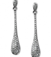 Fluid perfection. These sleek teardrop earrings shine with the addition of pave-set round-cut diamonds (1/3 ct. t.w.) in 14k white gold. Approximate drop: 1-1/8 inches.